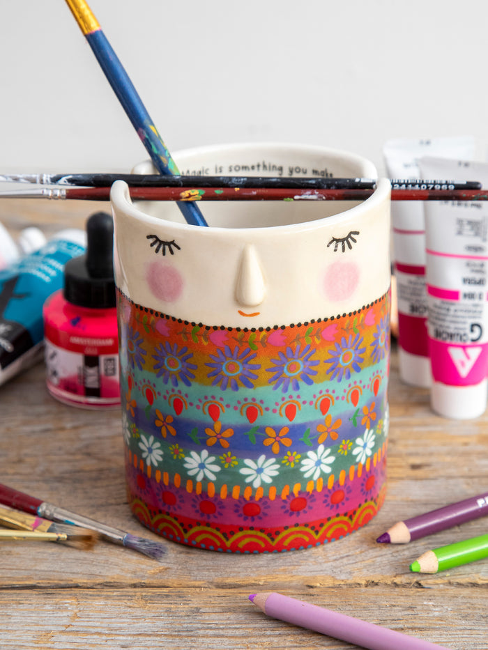 Ceramic Painter's Cup - Folk Lady-view 1