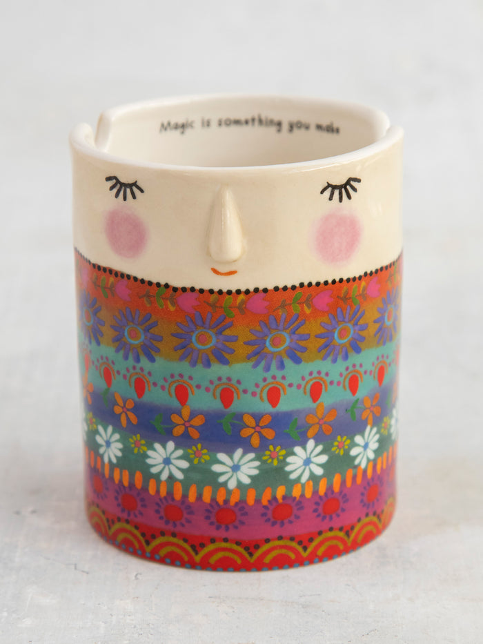 Ceramic Painter's Cup - Folk Lady-view 2