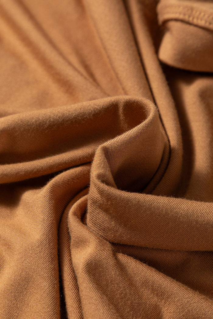Chestnut Solid Color Long Sleeve Fitted Top 🇺🇲
