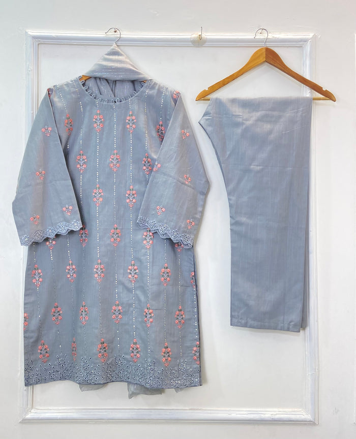 Chicken Kari Embroidered Chic 3PC (Khaddar) D-273