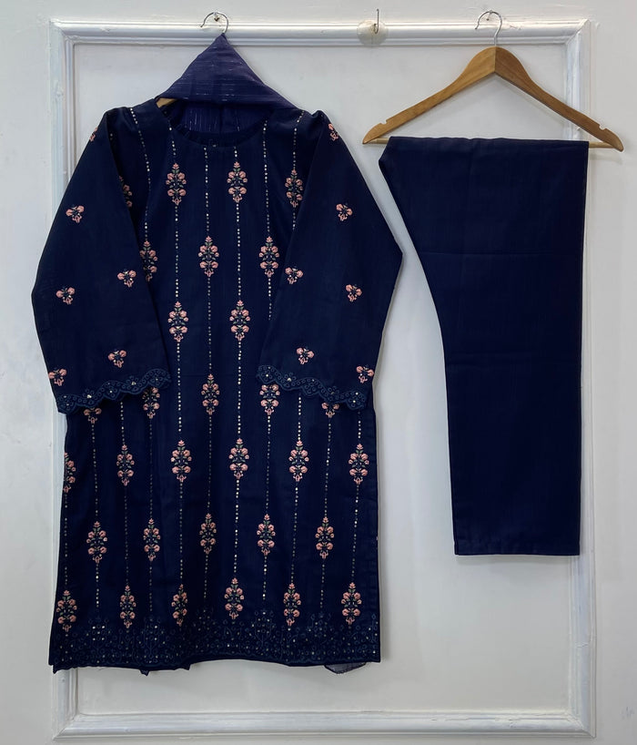 Chicken Kari Embroidered Chic 3PC (Khaddar) D-273
