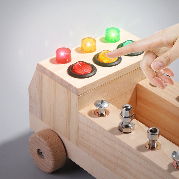 Children's Wooden Early Education Switch Screw Tool Car Educational Toy 🇨🇳