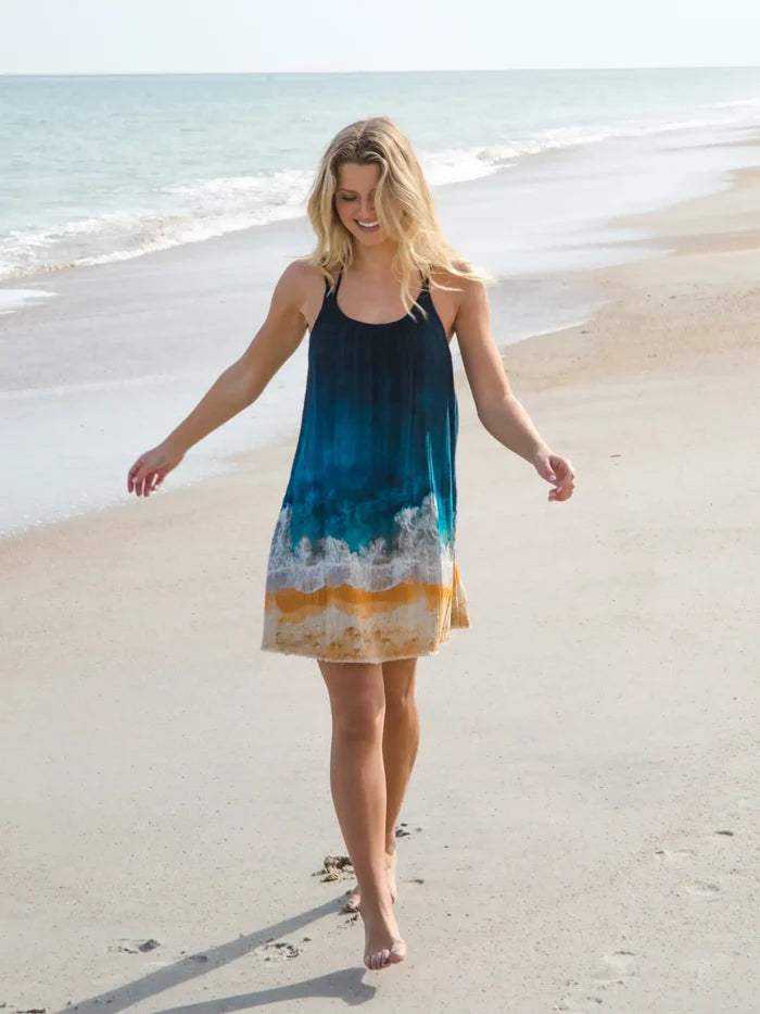 Coco Cotton Gauze Mini Dress - Navy Beach-view 1