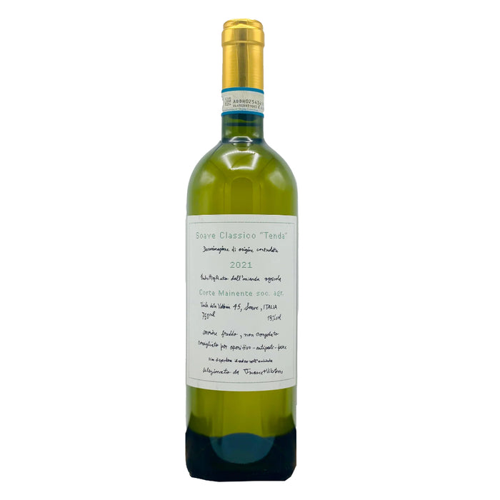 Soave Classico 2021 wine bottle with green glass and gold foil cap