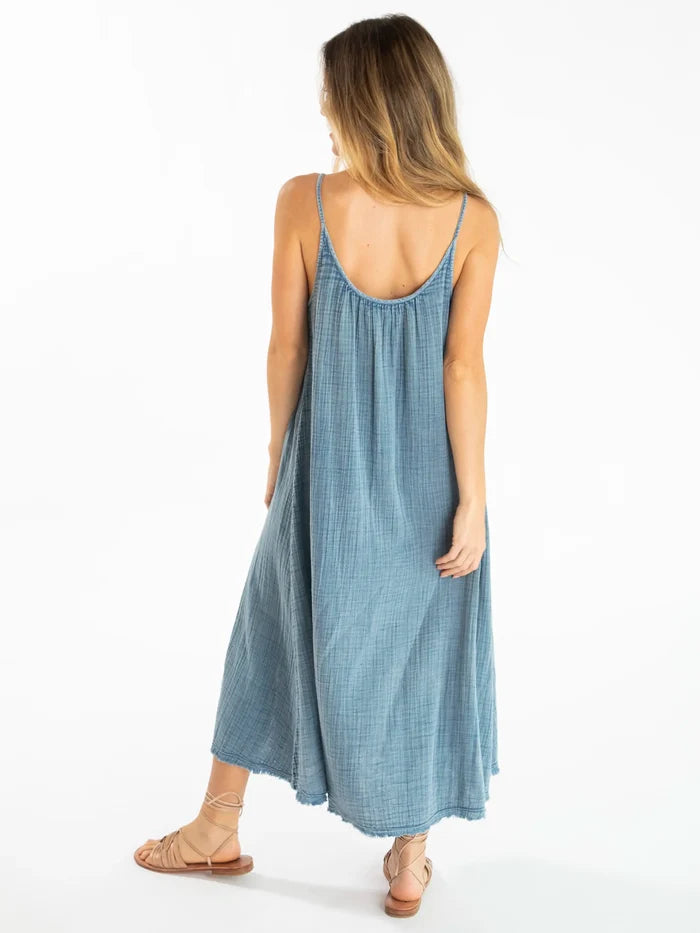 Cosette Embroidered Cotton Maxi Dress - Denim-view 5