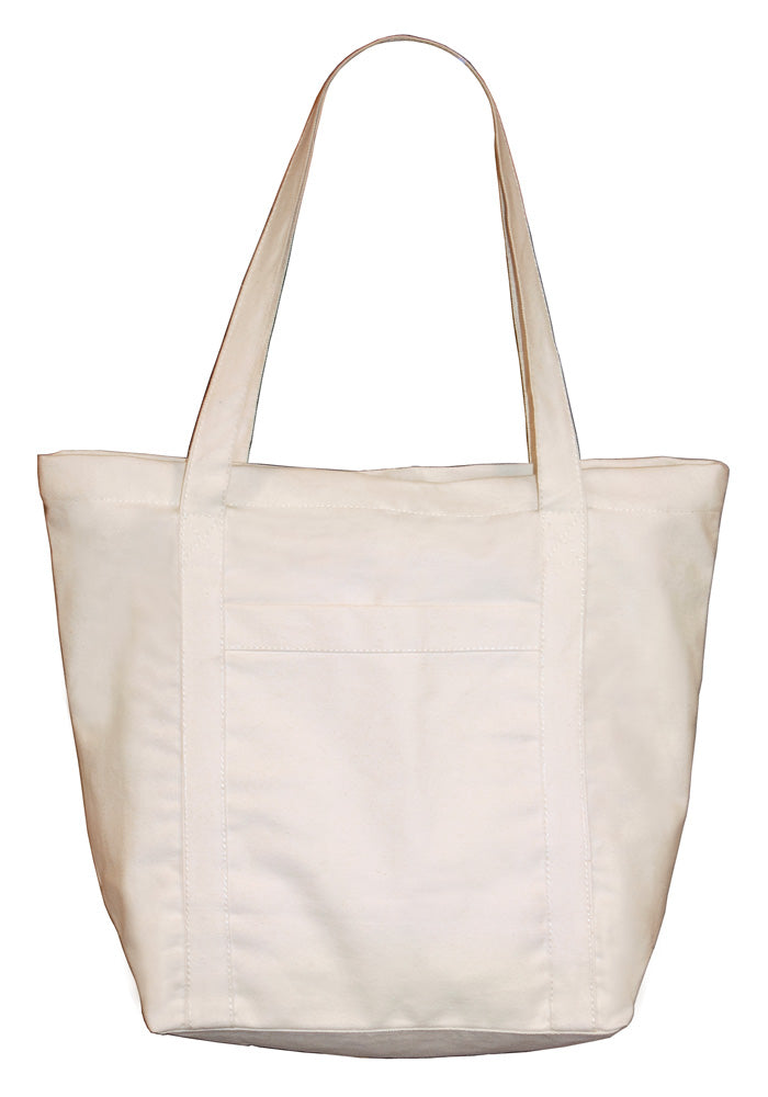Cotton Duck Tote Bag with Zipper Closure