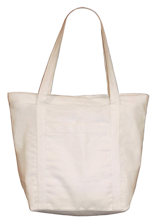 Cotton Duck Tote Bag with Zipper Closure