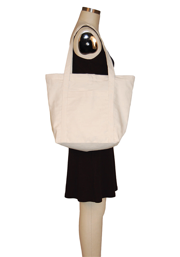 Cotton Duck Tote Bag with Zipper Closure