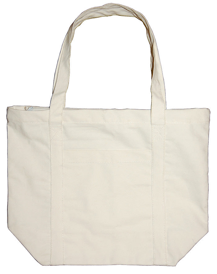 Cotton Duck Tote Bag with Zipper Closure