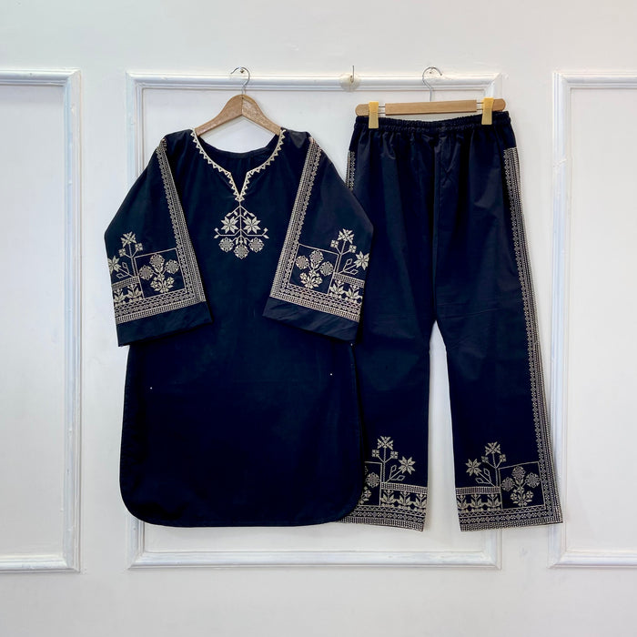 Cross-Stitch Embroidered 2PC (Cotton) (Hit Code) D-329