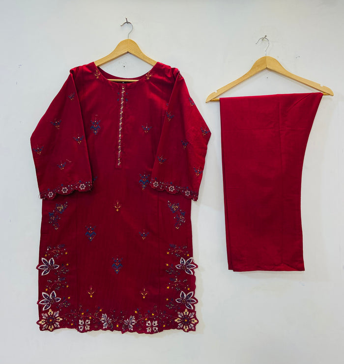 Cutwork Embroidered 2PC (Self Cotton) D-81