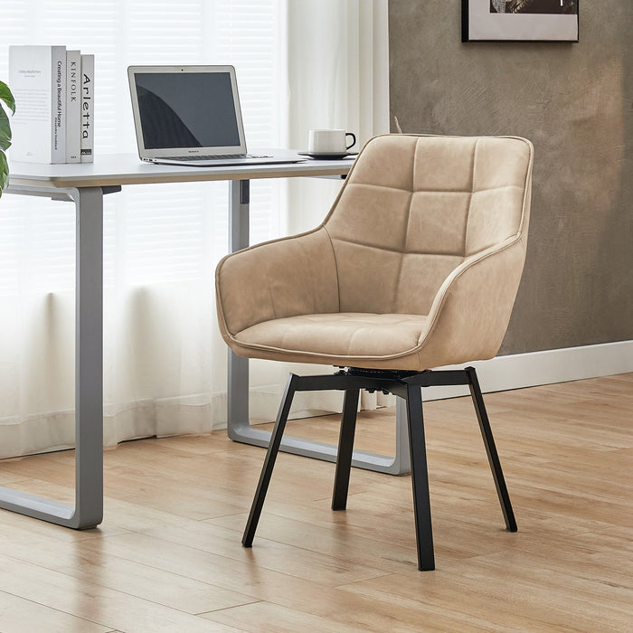 Danyl Faux Leather Swivel Dining Chairs