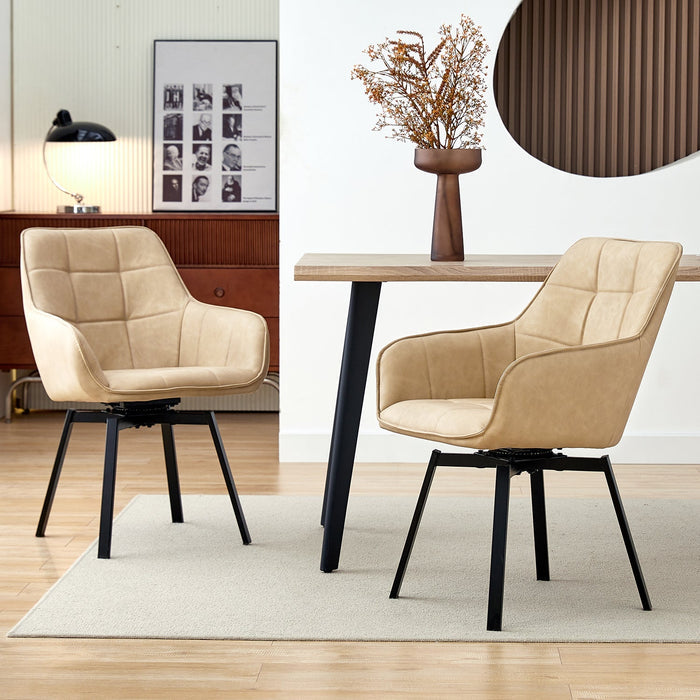 Danyl Faux Leather Swivel Dining Chairs