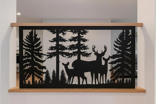 Decorative Rustic Railings- Deer Family in the Woods