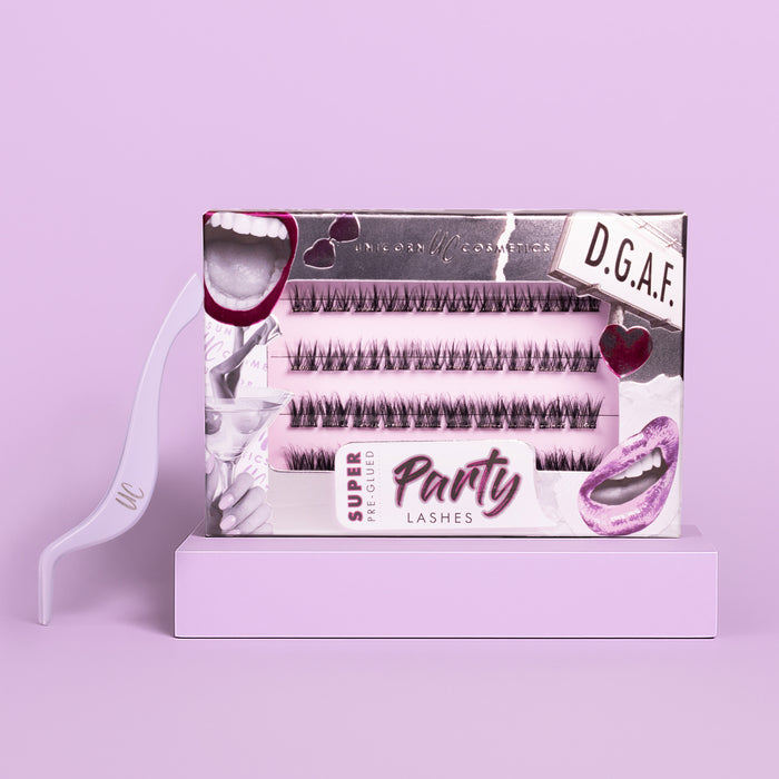 D.G.A.F Super Pre-Glued Party Lashes + Tweezer Duo - Unicorn Cosmetics