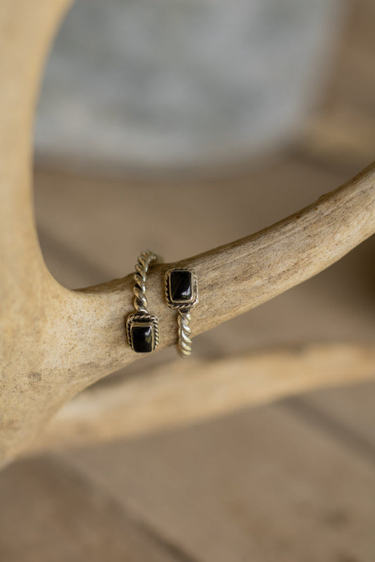 Double Stone Twisted Silver Ring