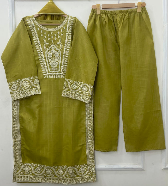 Eid Edit: Embroidered 3PC (Premium Cotton) D-450