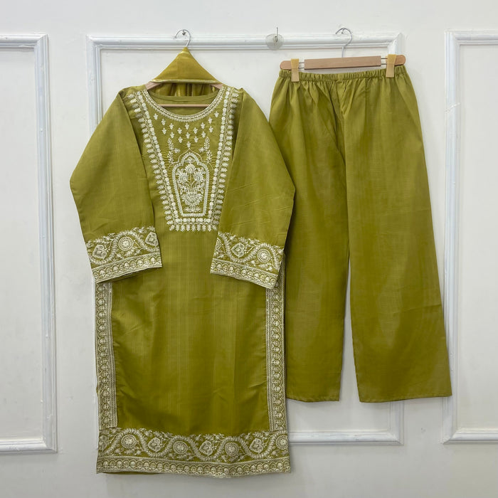 Eid Edit: Embroidered 3PC (Premium Cotton) D-450