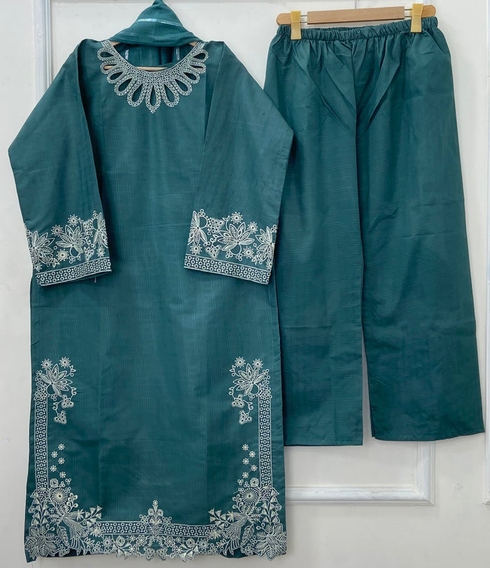 Eid Edit: Embroidered 3PC (Premium Cotton) D-463