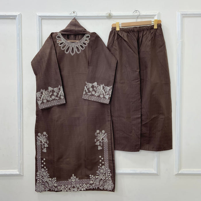Eid Edit: Embroidered 3PC (Premium Cotton) D-463