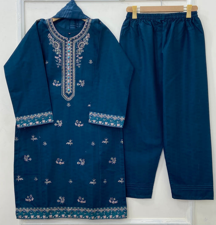 Eid Edit: Embroidered 3PC (Premium Cotton) D-472