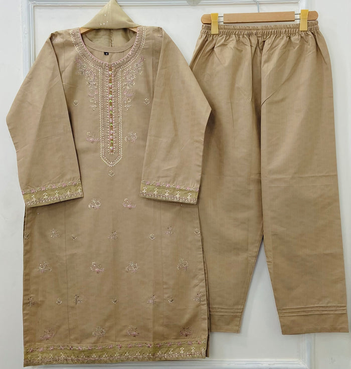 Eid Edit: Embroidered 3PC (Premium Cotton) D-472