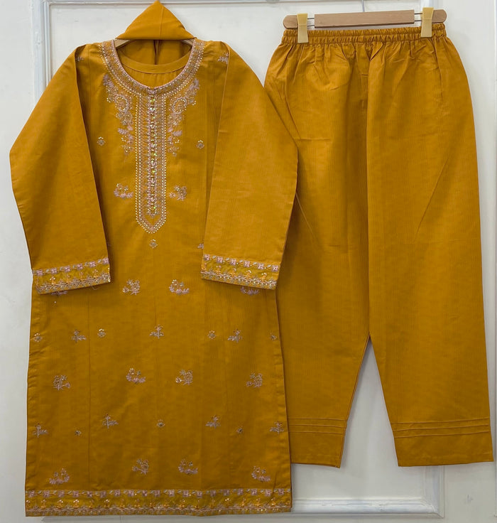 Eid Edit: Embroidered 3PC (Premium Cotton) D-472
