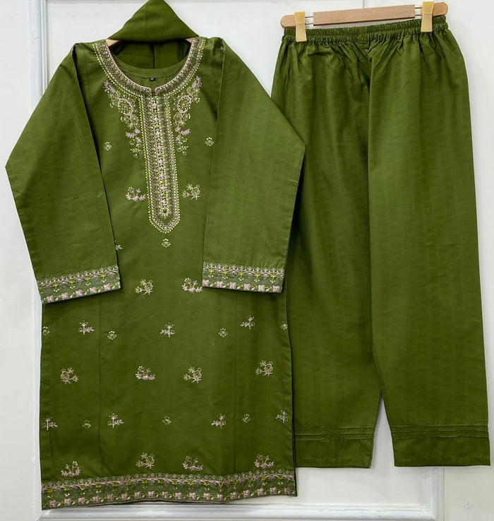 Eid Edit: Embroidered 3PC (Premium Cotton) D-472