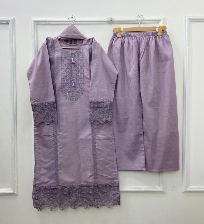 Eid Embroidered 3PC (Premium Cotton) D-488