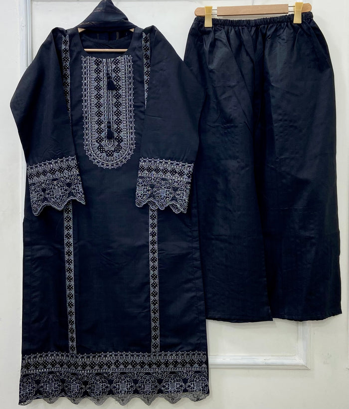 Eid Embroidered 3PC (Premium Cotton) D-488