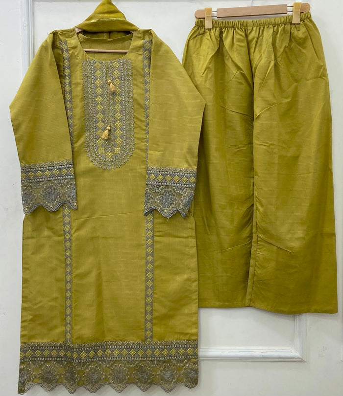 Eid Embroidered 3PC (Premium Cotton) D-488