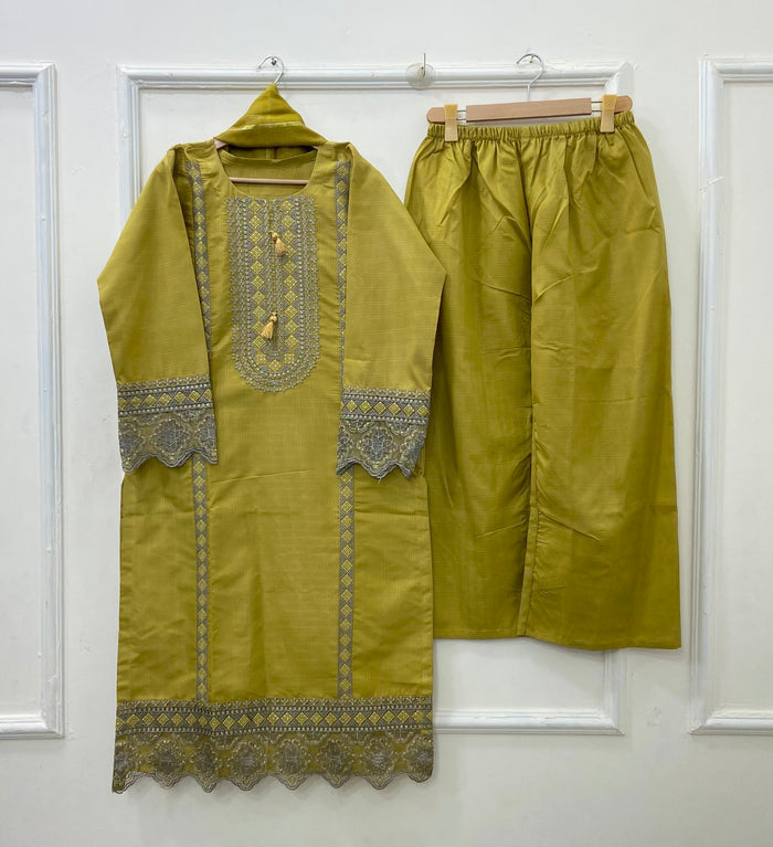 Eid Embroidered 3PC (Premium Cotton) D-488