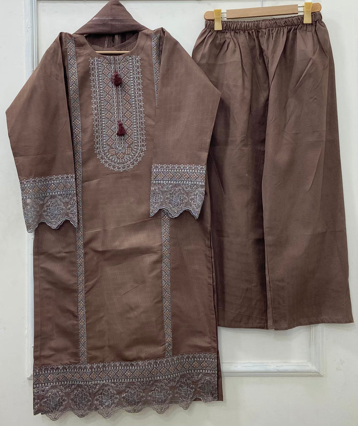 Eid Embroidered 3PC (Premium Cotton) D-488