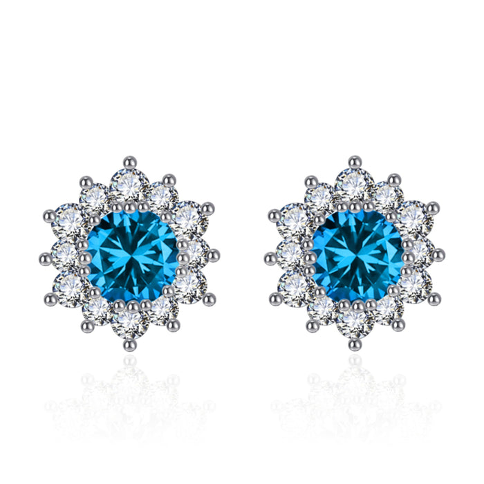 Elegant Full-diamond Snowflake Stud Earrings Pendant Necklace And Ring Jewelry Set