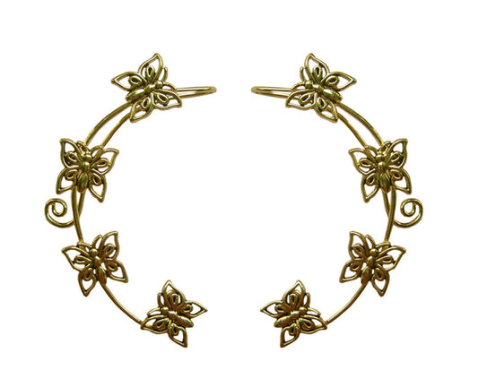 silver butterfly ear cuff worn on ear wrap non piercing earring side view