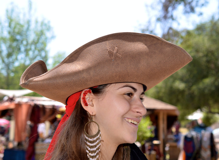 Model wearing Gold Elf Ear Cuff with Roses - Elegant Lightweight Fantasy Jewelry