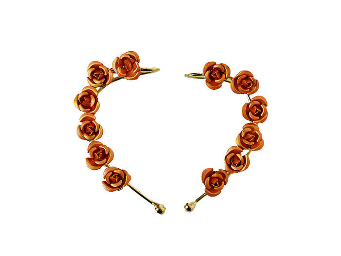 Elegant Gold Elf Ear Cuff with Roses - Adjustable & Lightweight