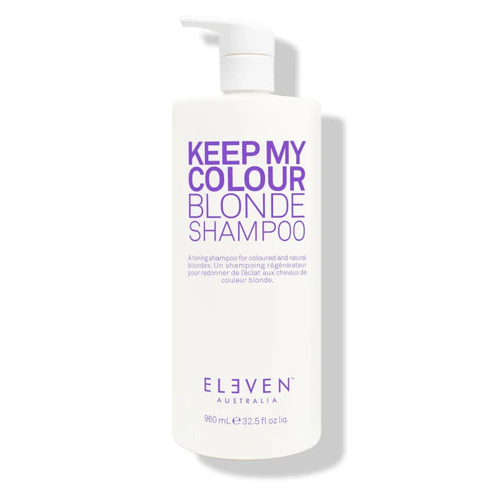 Shampoo bottle labeled 'Keep My Colour Blonde' by Eleven Australia on a white background - Hair Care Canada