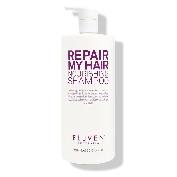 Shampoo bottle labeled 'Repair My Hair Nourishing Shampoo' by Eleven Australia on a white background - hair Care Canada