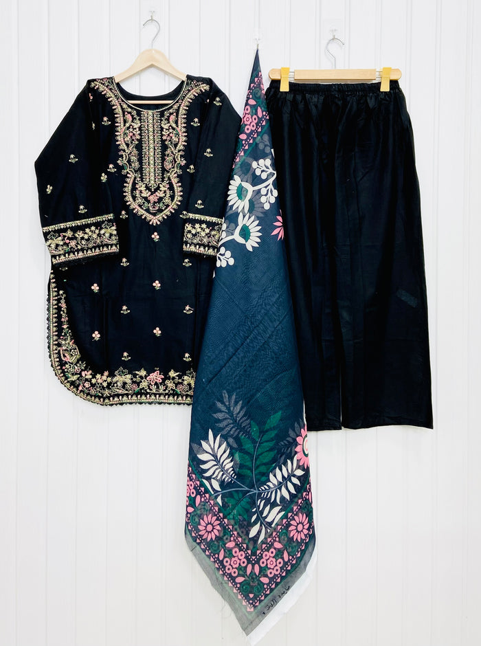 Embroidered | 3PC Cotton Lawn D-711