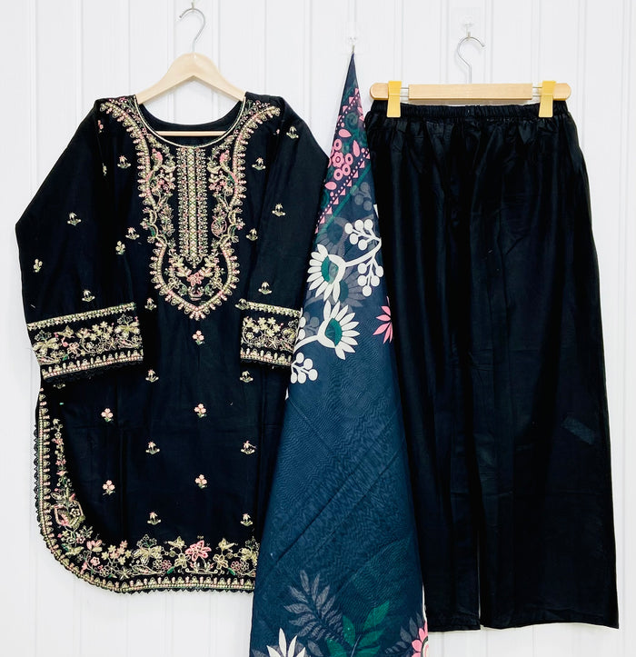 Embroidered | 3PC Cotton Lawn D-711