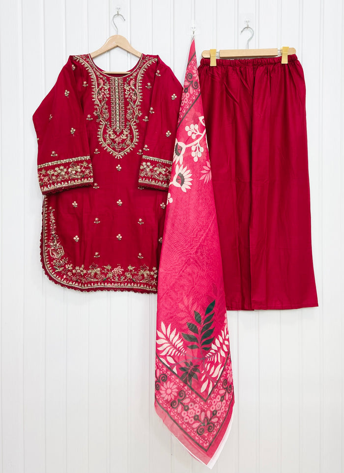Embroidered | 3PC Cotton Lawn D-711