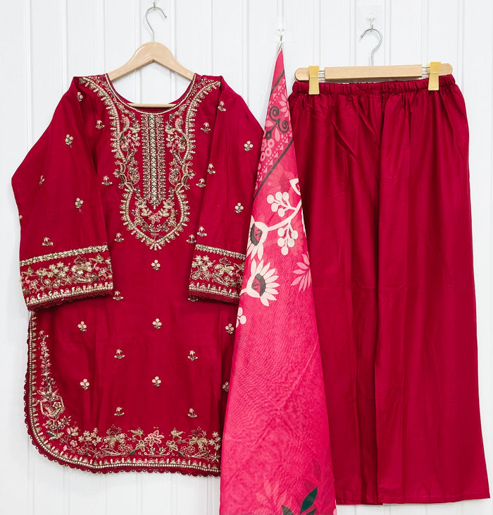Embroidered | 3PC Cotton Lawn D-711