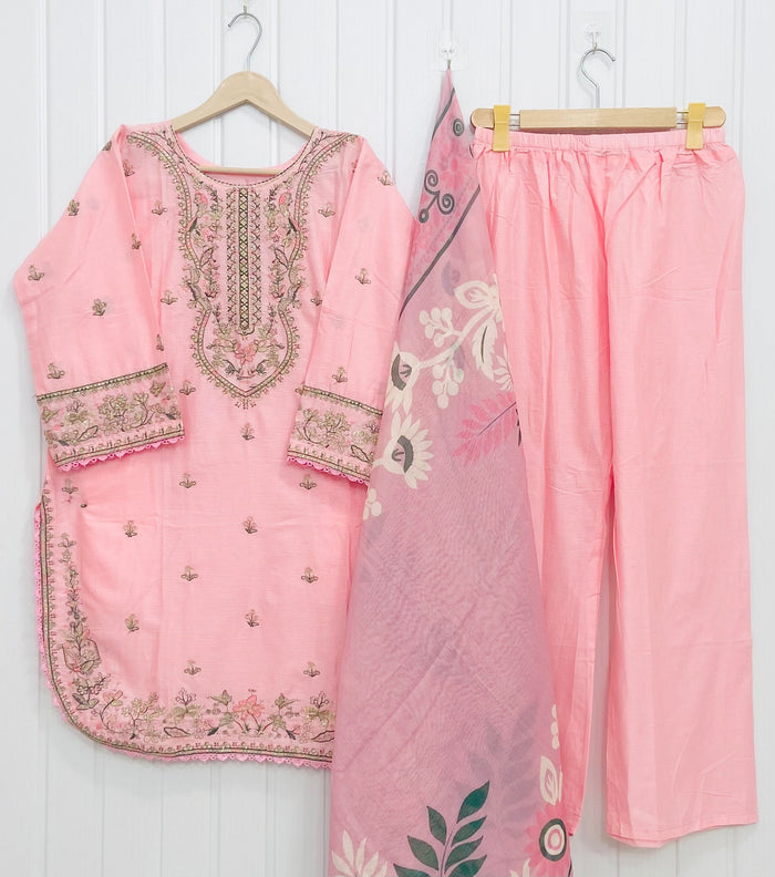 Embroidered | 3PC Cotton Lawn D-711