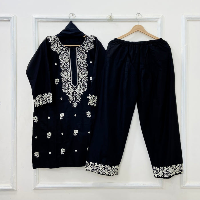 Embroidered Farshi 3PC (Premium Cotton) D-491