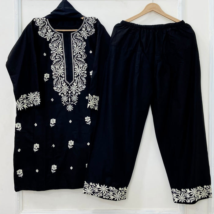 Embroidered Farshi 3PC (Premium Cotton) D-491