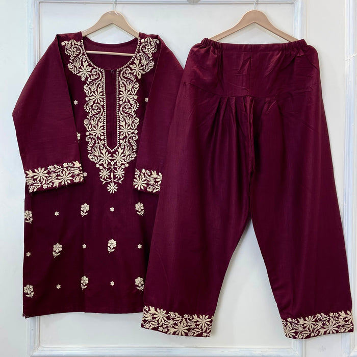 Embroidered Farshi Style 2PC 
(Khaddar) D-267