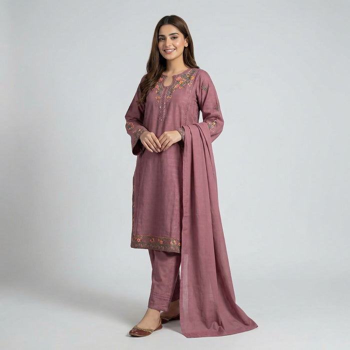 Embroidered Formal | 3PC Cotton D-571