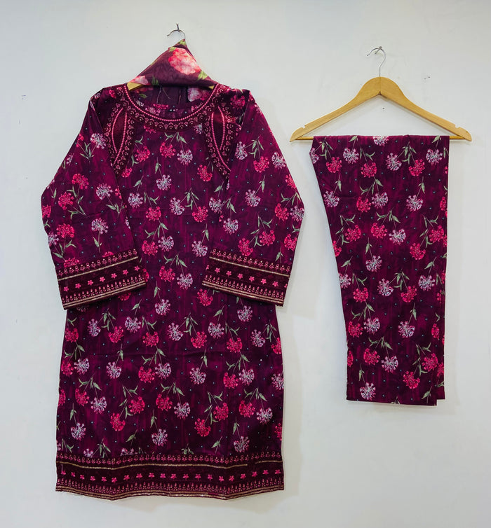 Embroidered Luxury Touch 3PC (Lawn Best Selling)  D-70