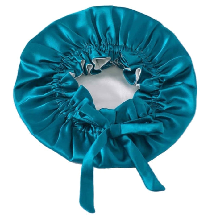Emerald/Snow Pure Silk Bonnet: Adjustable, Reversible &amp; Double Lined